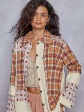 NWT: POL Plaid Contrast Button Down Shacket Size Small